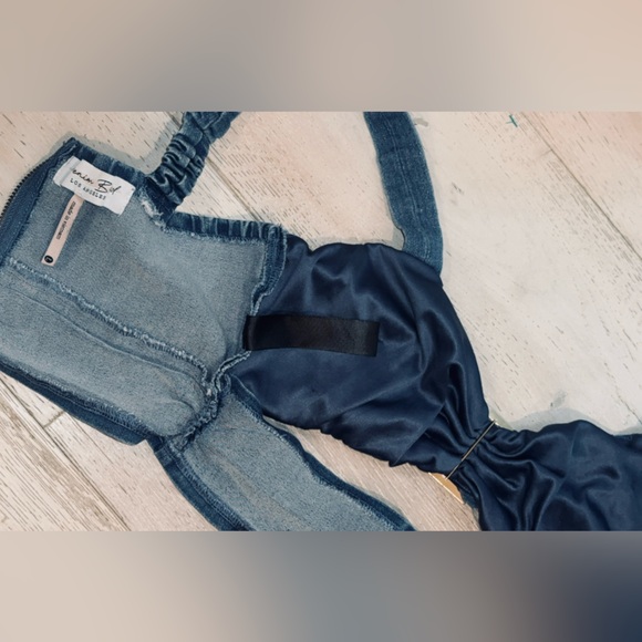 Y2K bling embellished buckle denim cut out Bustier Corset Cowgirl crop top large - Picture 3 of 8